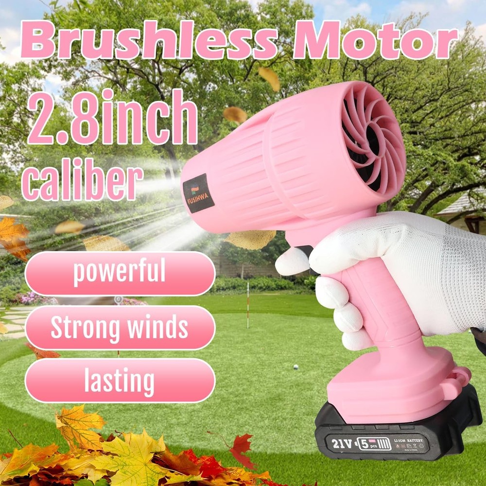 Handheld Mini Cordless Leaf Blower, 21V Battery Small pink