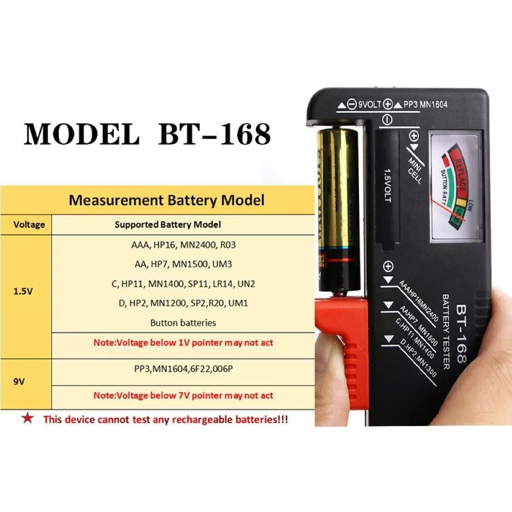 Universal Battery Tester Checker for AA AAA C D 9V Button Cell