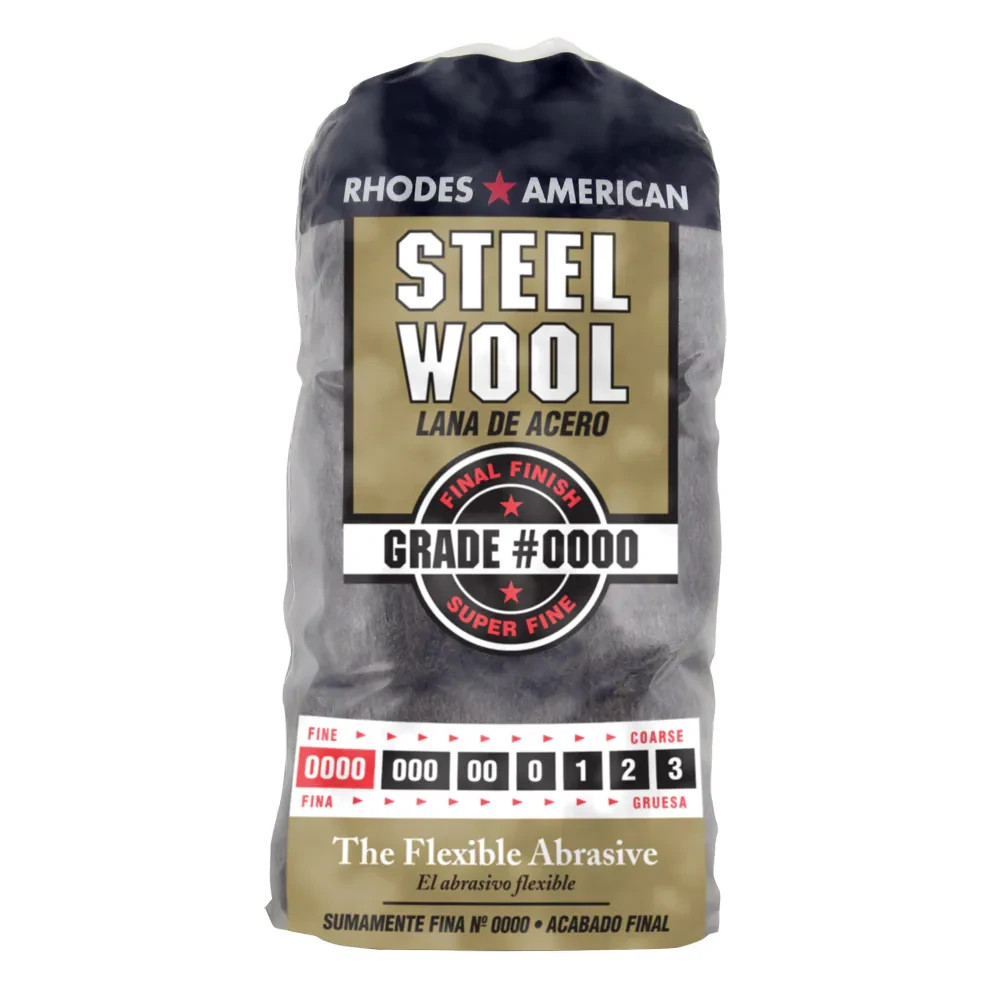 Steel Wool 0000 12 pad Fine Grade Rhodes, American Final Finish Super Fine