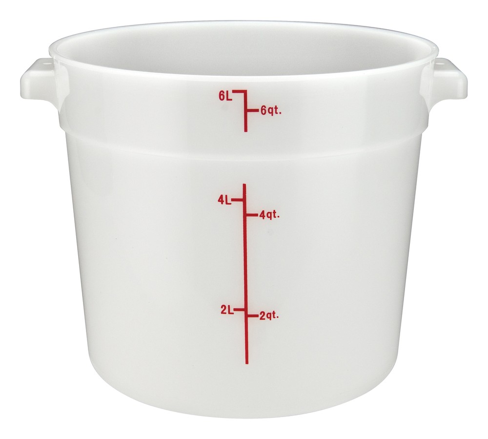 6qt Round Storage Container, White, PP (12 Each)