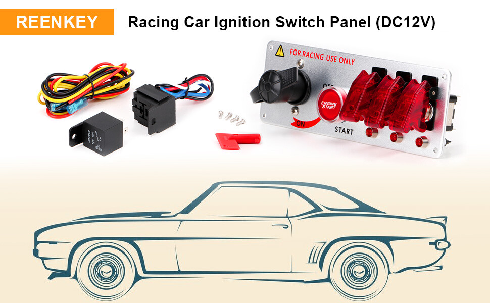 5-in-1 Ignition Switch Panel Engine Start Push Button LED 12V Toggle Racing Car