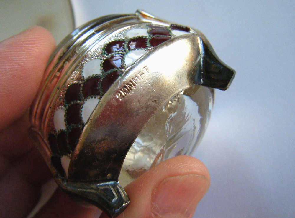 Hommet Vintage 70s NEW Russian Silver Plate Cloisonné Enamel Egg Holder Salt Set