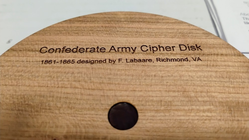 CREATIVE CRAFTHOUSE CONFEDERATE ARMY HANDMADE WOOD CIPHER DECODER MADE IN USA
