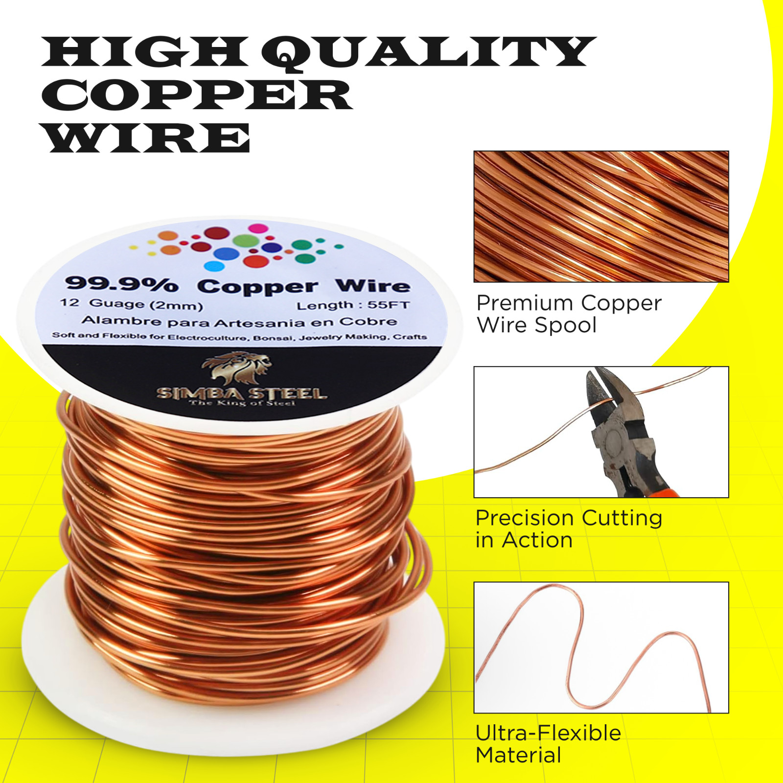 Copper Wire 99.9% Pure - Choose 12 To 24 Ga, 55FT to 127FT, Jewelry, DIY, Craft