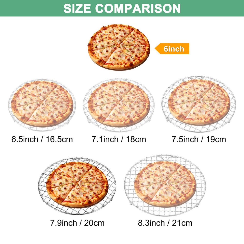 Cooling Rack, 7.9" Round Baking Rack with 20mm Legs [Silver]