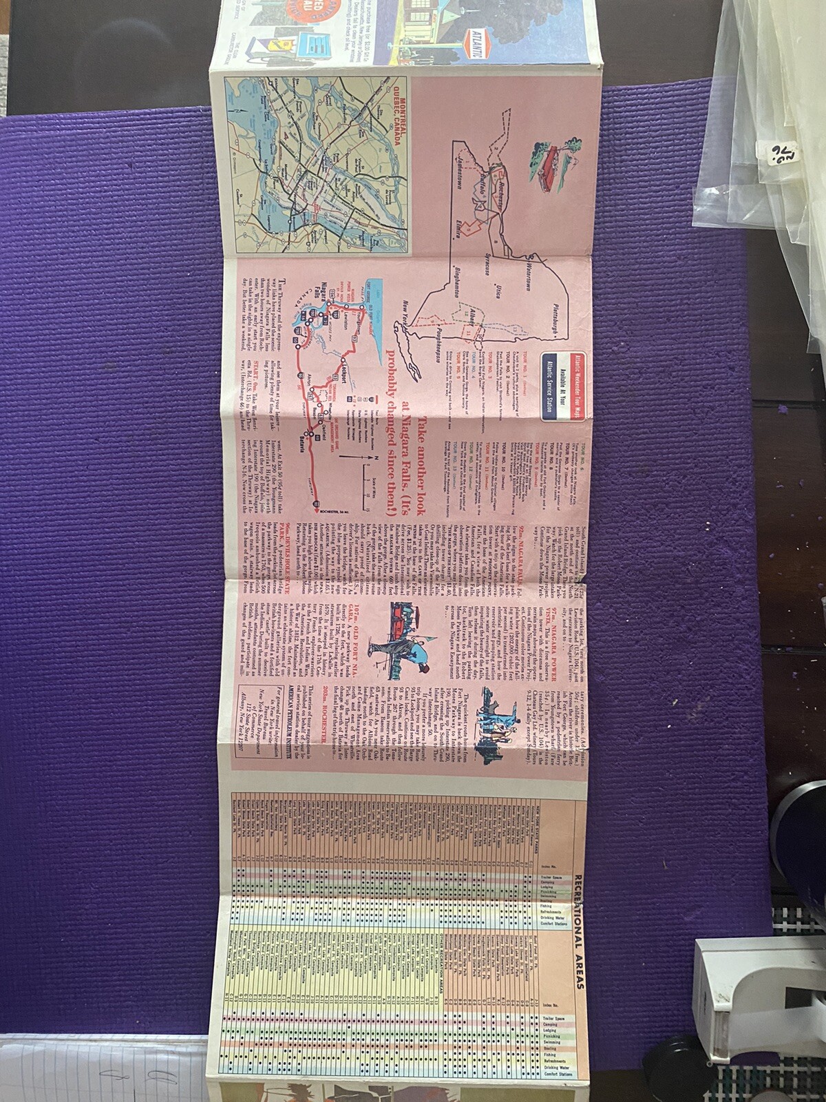 Lot of (2) Vintage Road Maps Texaco and Atlantic New York, Ontario