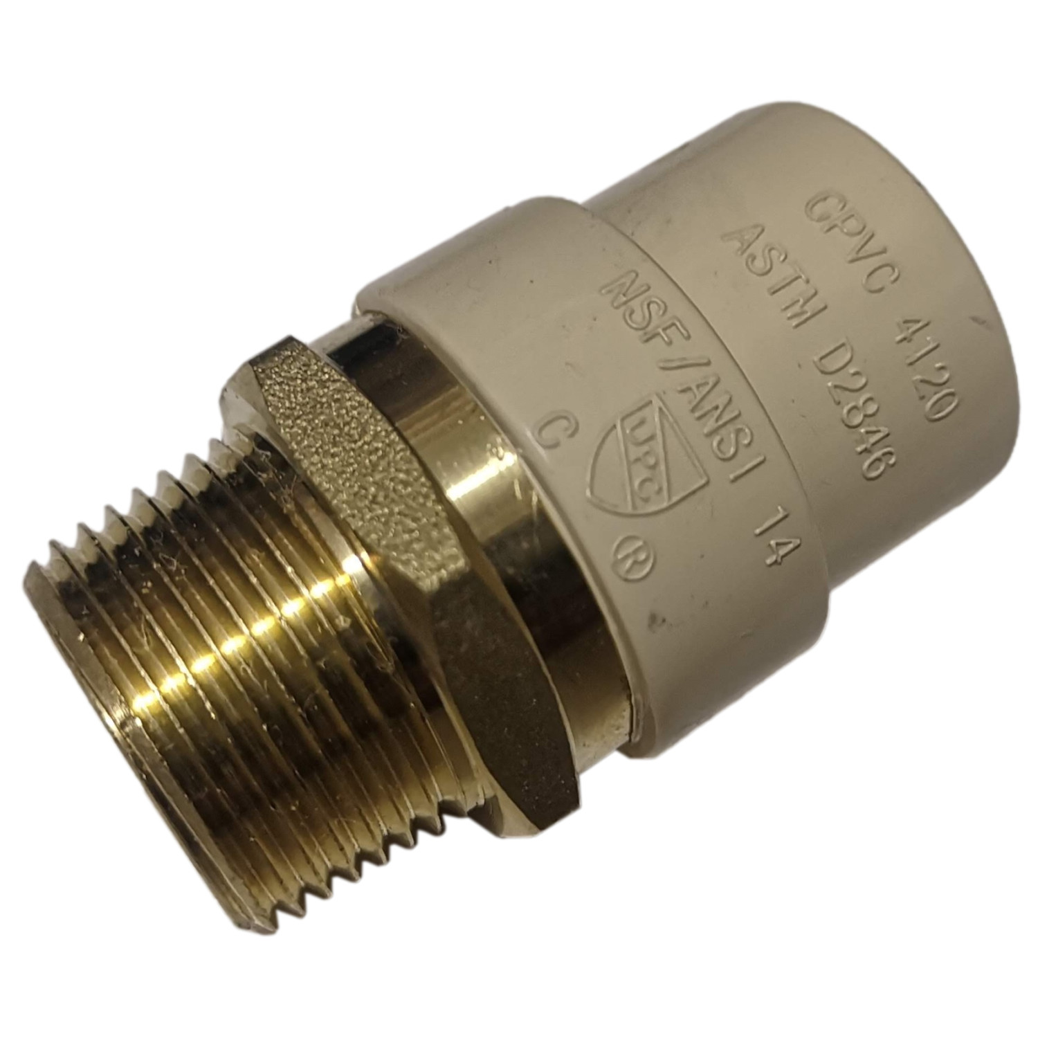 1 Pack XFITTING 3/4" Male NPT X 3/4" CPVC Adapter , Lead Free Brass