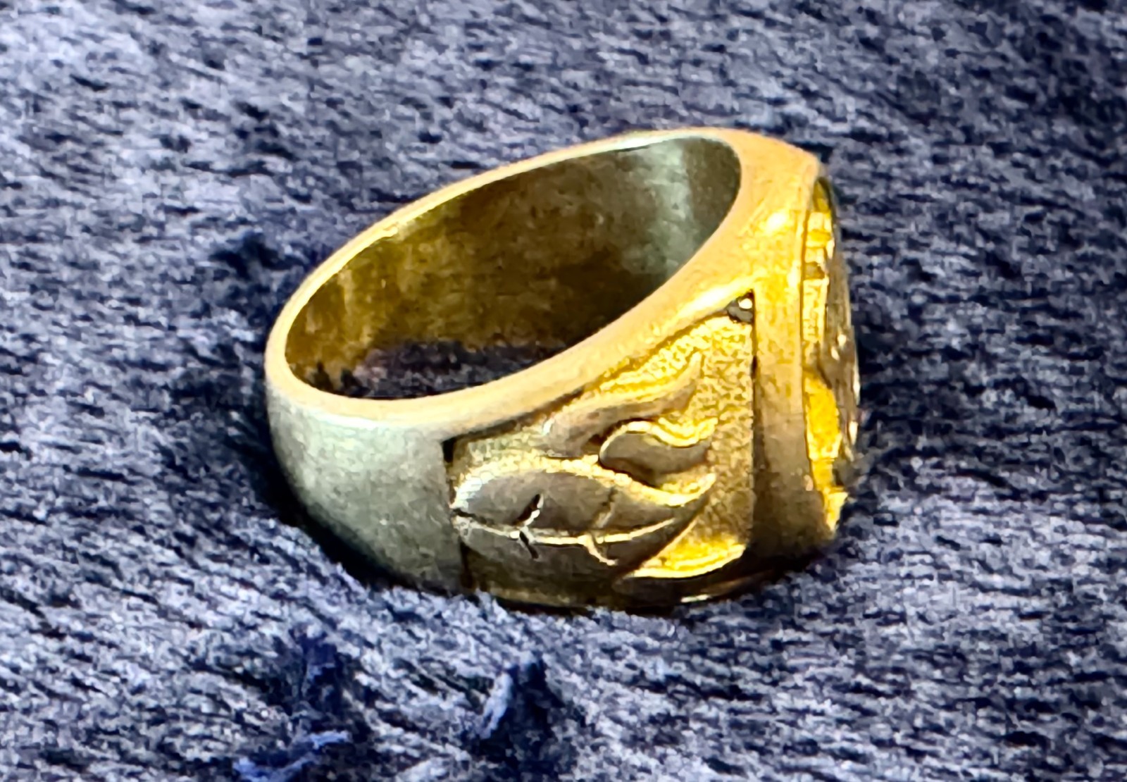 Costume Signet Style Rings - Lot of 2 - Spanish Coat of Arms & Dollar Sign