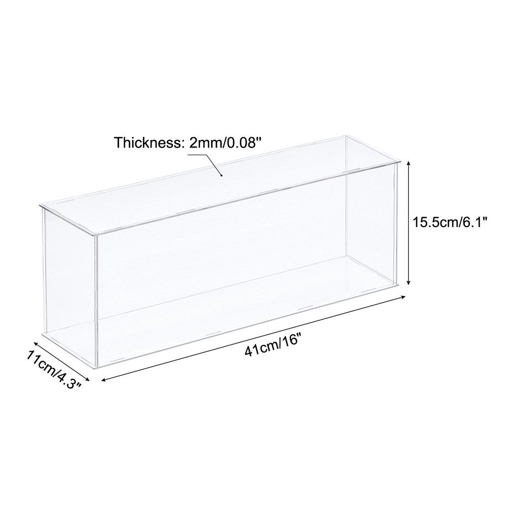 Acrylic Display Case Plastic Box Cube Storage Box Transparent 41x11x15.5cm