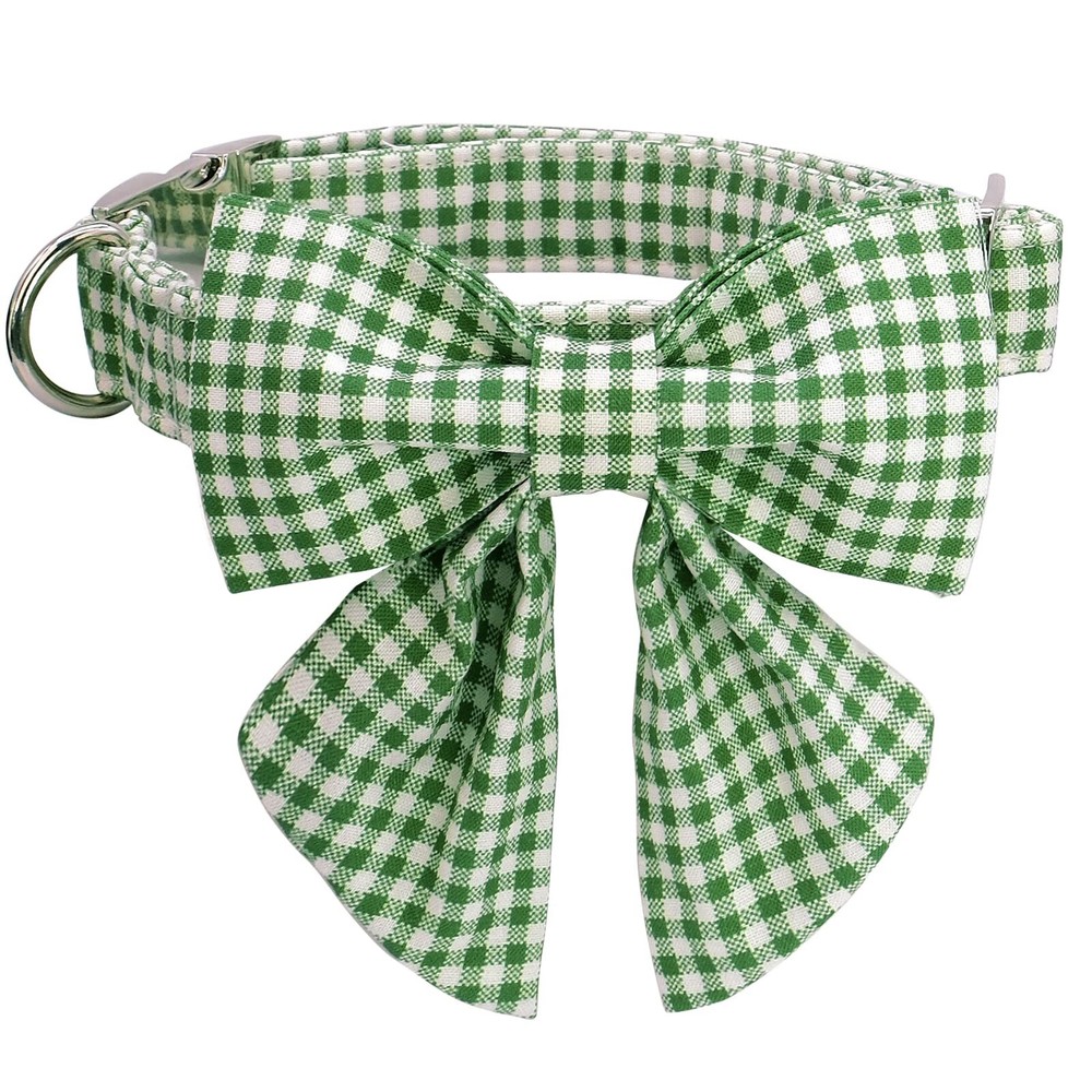 Dog Collar with Sailor Bow Durable Adjustable and Comfortable Green Bow Tie C...