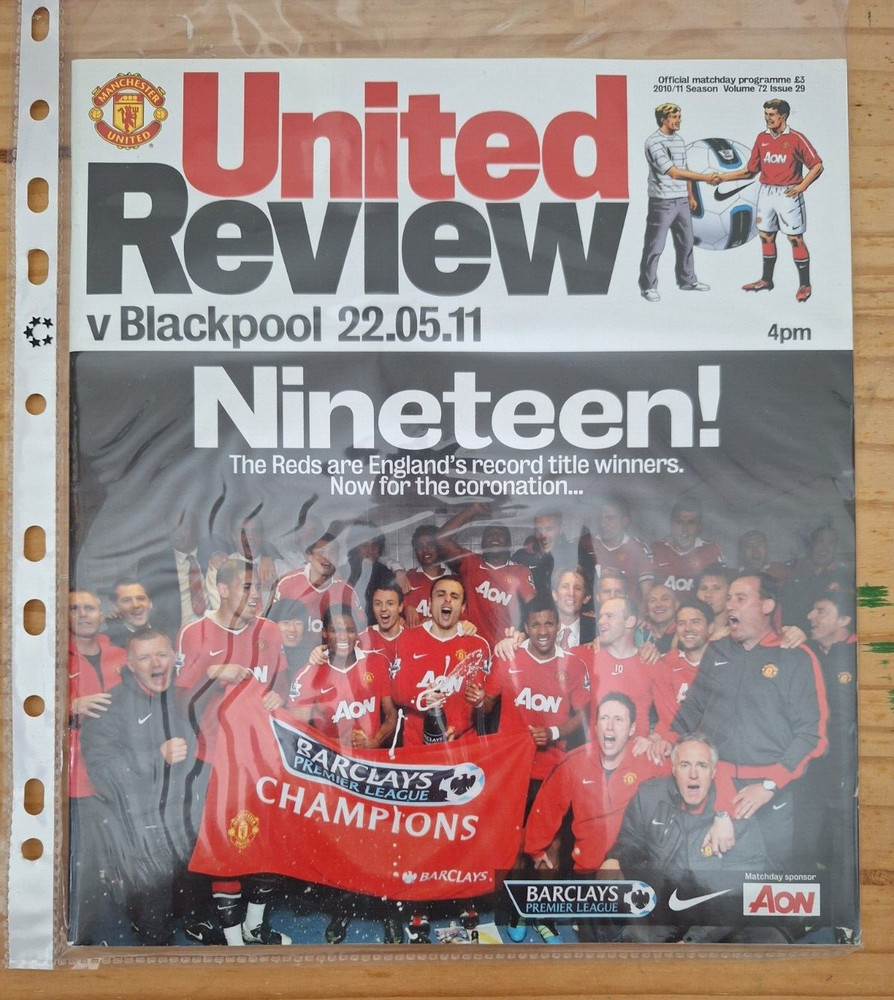 Manchester United v Blackpool programme 22/05/2011 MINT CONDITION