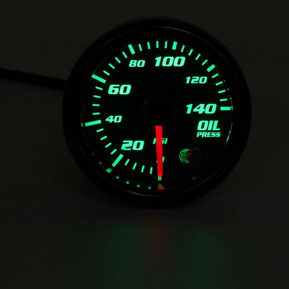 0-140 PSI 2'' 52mm 7 Color LED Digital Oil Pressure Gauge Meter W/ Sensor