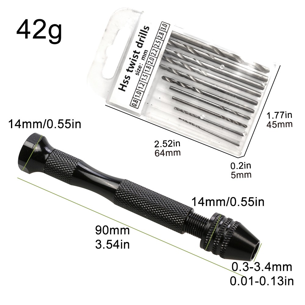 31PCS Precision Pin Vise Hobby Micro Drill Bits Mini Micro Hand Rotary Tools Set