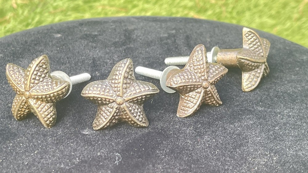 VTG set Bronze Finish STARFISH Drawer Pulls Handles Knobs Set of 4