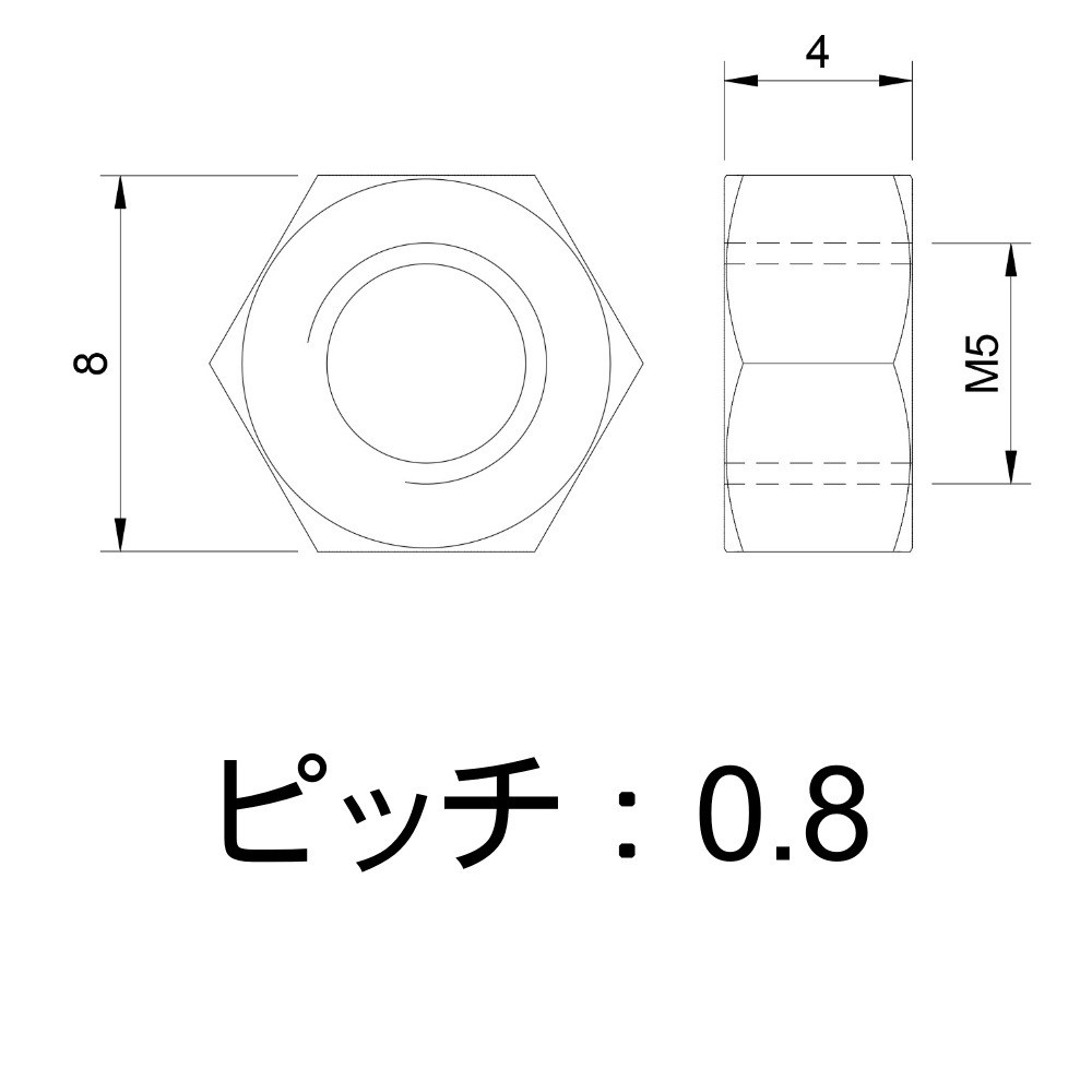 M5 Black Stainless Steel Hex Nuts, 2 Types (2pcs)