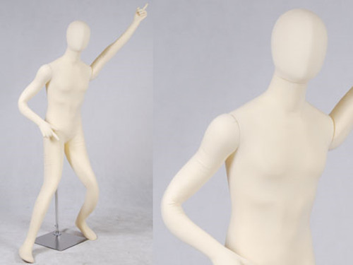 Male full body Poseable Mannequin white jersey covered body form #M01SOFTX-JF