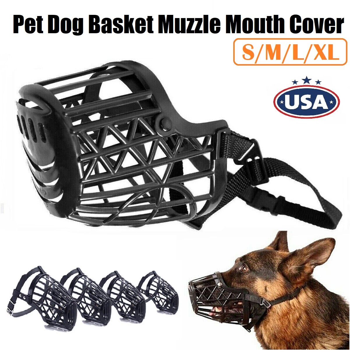 Large Pet Dog Basket Muzzle Mouth Cover Mesh Cage NoBarking Biting Chewing USA