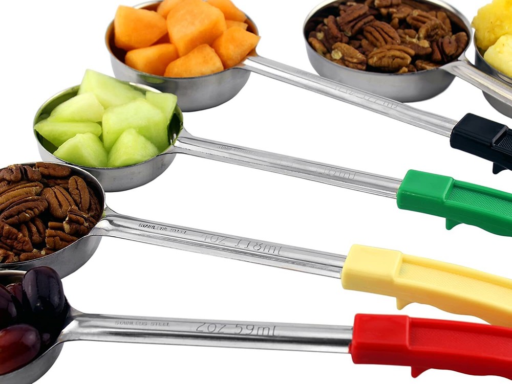 Portion Control Serving Spoons, 6pc Long-Handled Ladle Set, 1/4 1/2 3/4 1 Cup