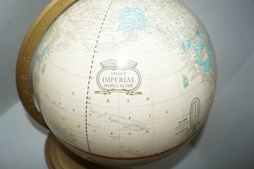 Vintage Cram's Imperial 12" World Globe EUC