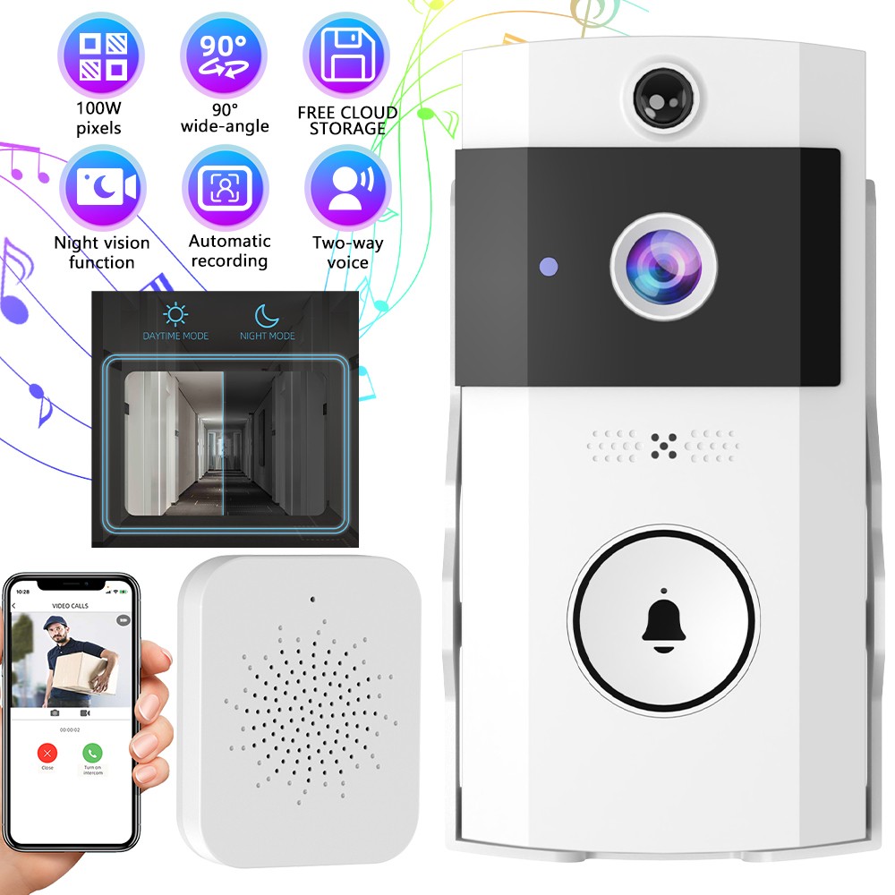 Smart WiFi Video Doorbell Wireless Door Bell Phone Ring Intercom Security Camera