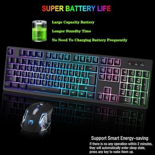 Teclado Y Mouse Inalambrico Gamer Razer Croma Gaming Iluminacion Teclas Para Pc