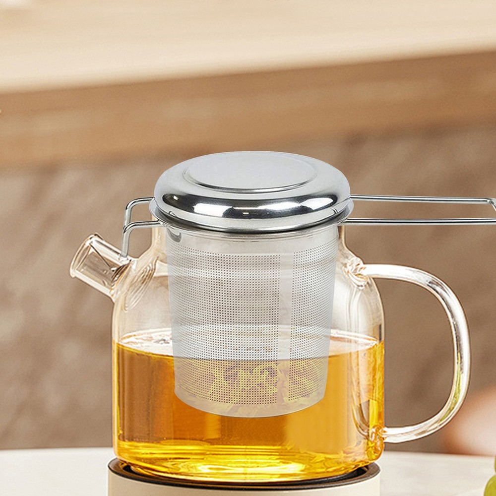 Stainless Steel Tea Diffuser Basket with Handle & Lid, Loose Leaf Tea Strainer