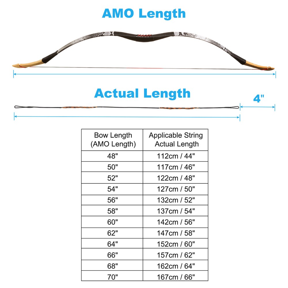 12 Strands Bow String Replacement for AMO 52" Recurve Bow String Black-Brown