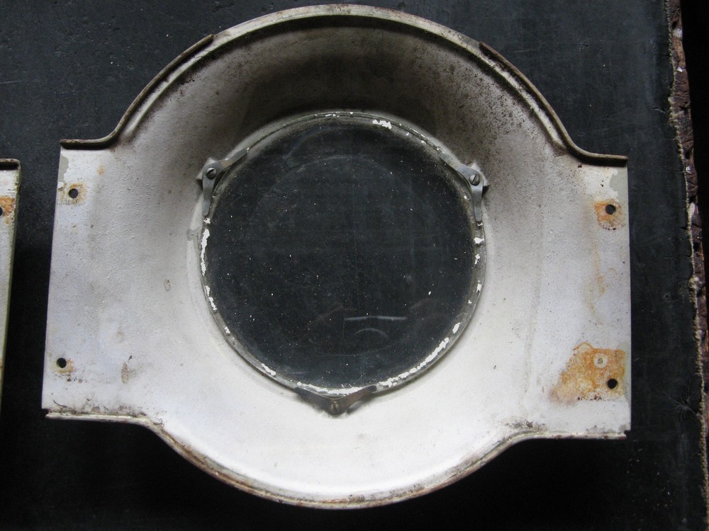 antique BEVELED GLASS SIDE WINDOW COVERS for 1906 TOLEDO COMPUTING BARREL SCALE