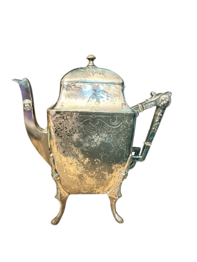 1876 antique silver Meridian teapot