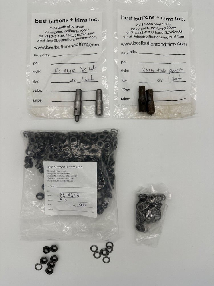 3mm grommets eyelets including setting dies for kick-press machine