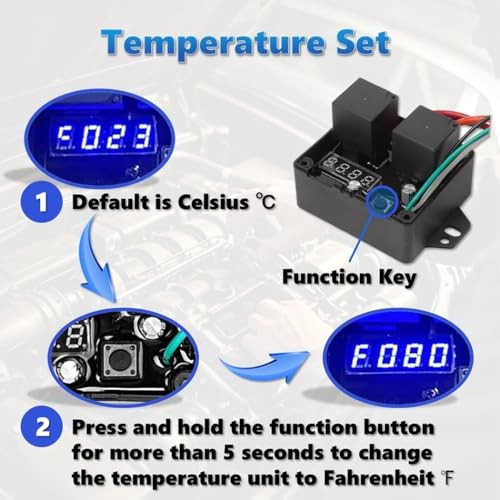 12V/24V Digital Electric Radiator Fan Controller Switch Kit with Adjustable