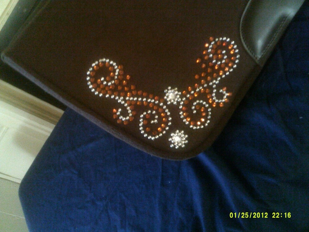 Saddle Pad Show Style Felt with Crystals Brown