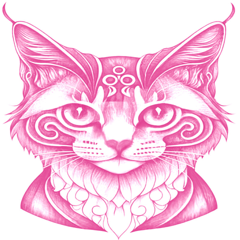 30 Custom Pink Whimsical Cat Personalized Address Labels