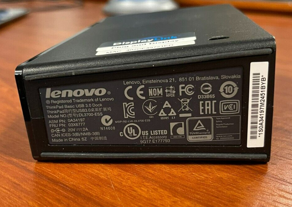 Thinkpad Basic DisplayLink dock USB 3.0