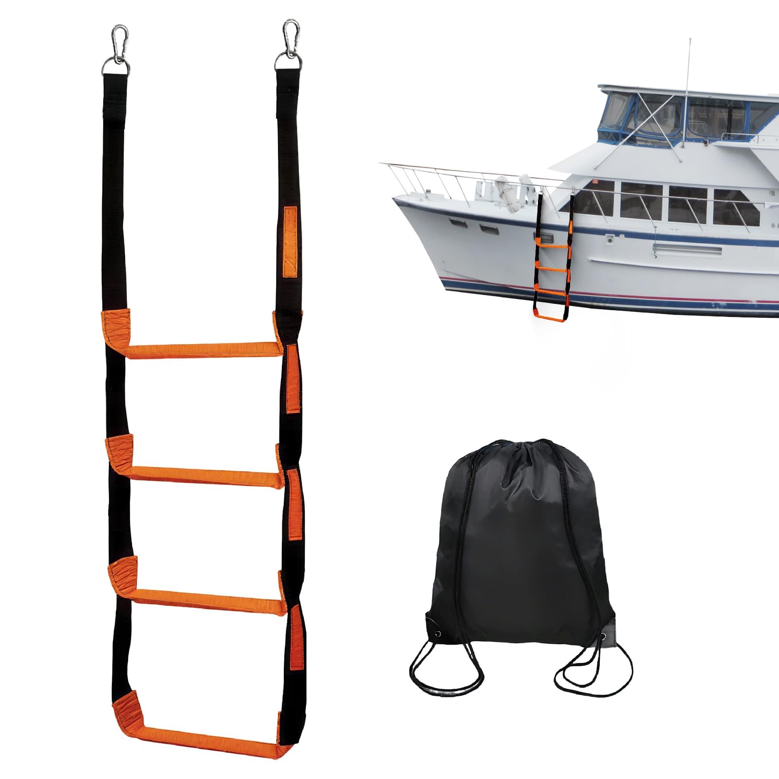 Boat Rope Ladder for Safety and Easy Boarding, Reliable Orange