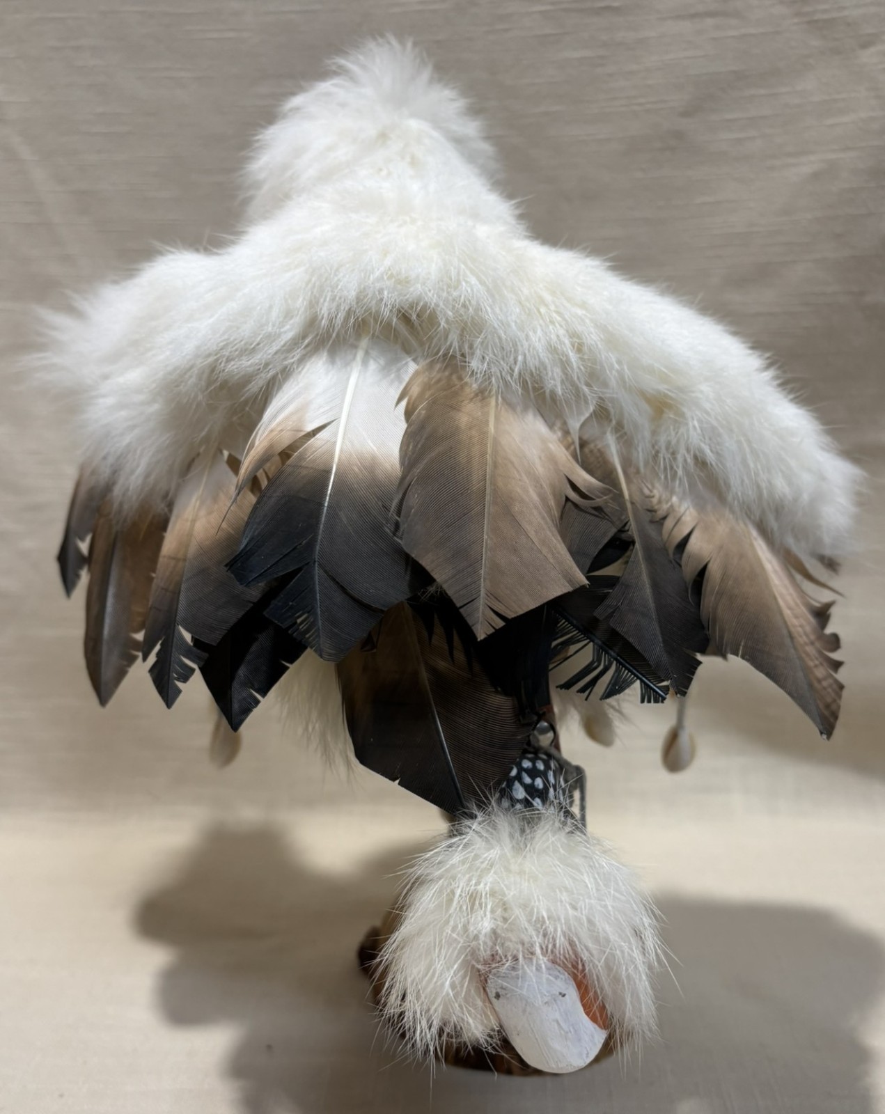 Kachina Sculptures Buffalo & Eagle Dancer 11-14" Handmade Feathers & Fur Signed