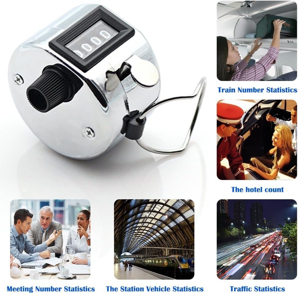 4 Digit Hand Tally Counters, 4 Pack Mechanical Lap Tracker Manual Clicker wit...