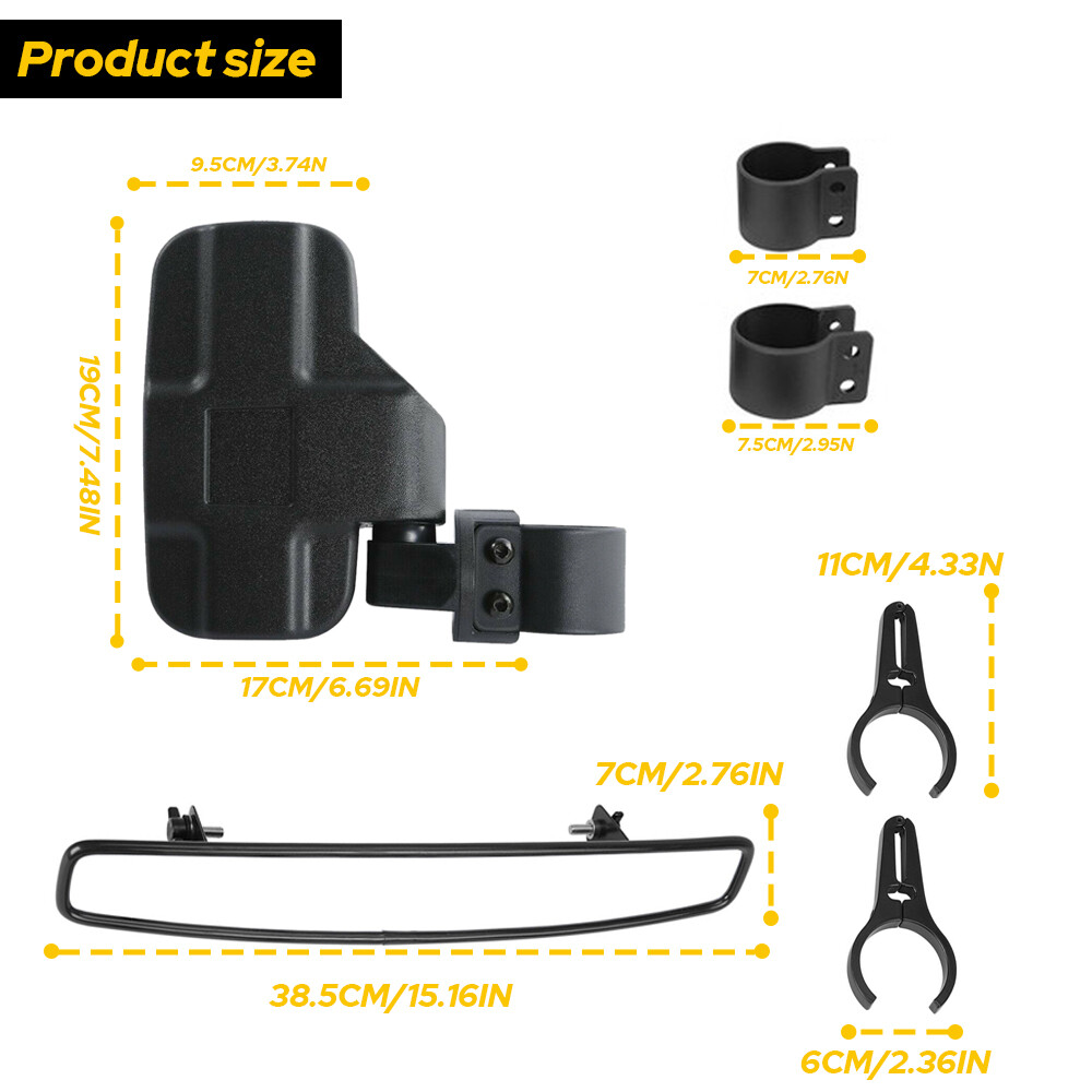 Universal UTV Rear Mirror View Side + Center Mirror Set Adjustable 1.75"-2"