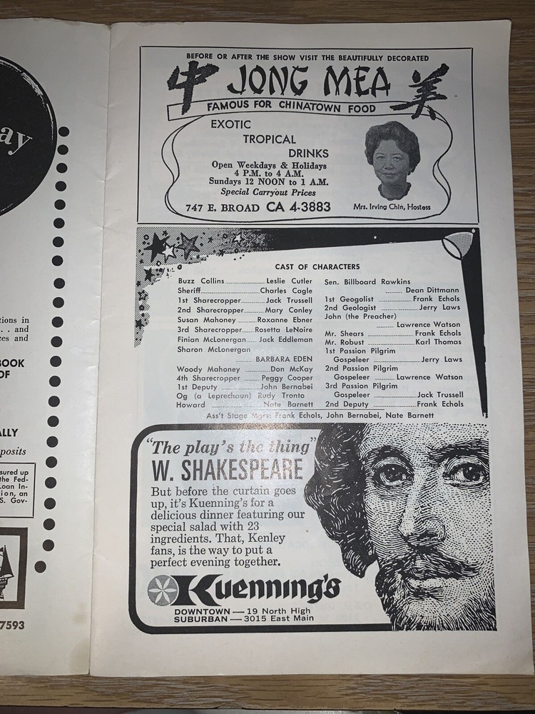 Kenly Players “Finion’s Rainbow” Barbara Eden Program