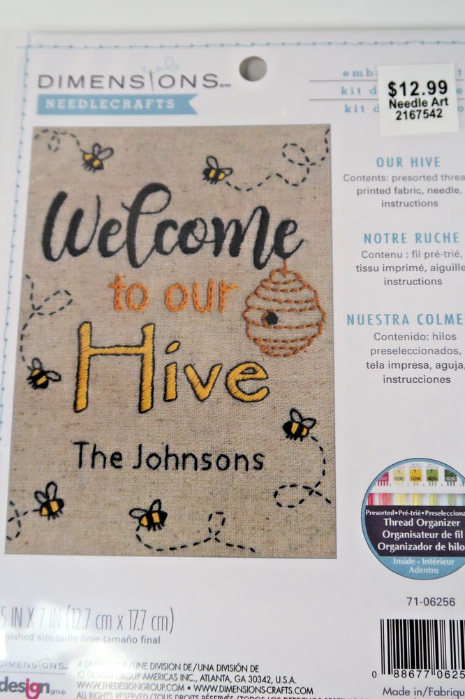 DIMENSIONS NEEDLECRAFTS EMBROIDERY KIT OUR HIVE NIP