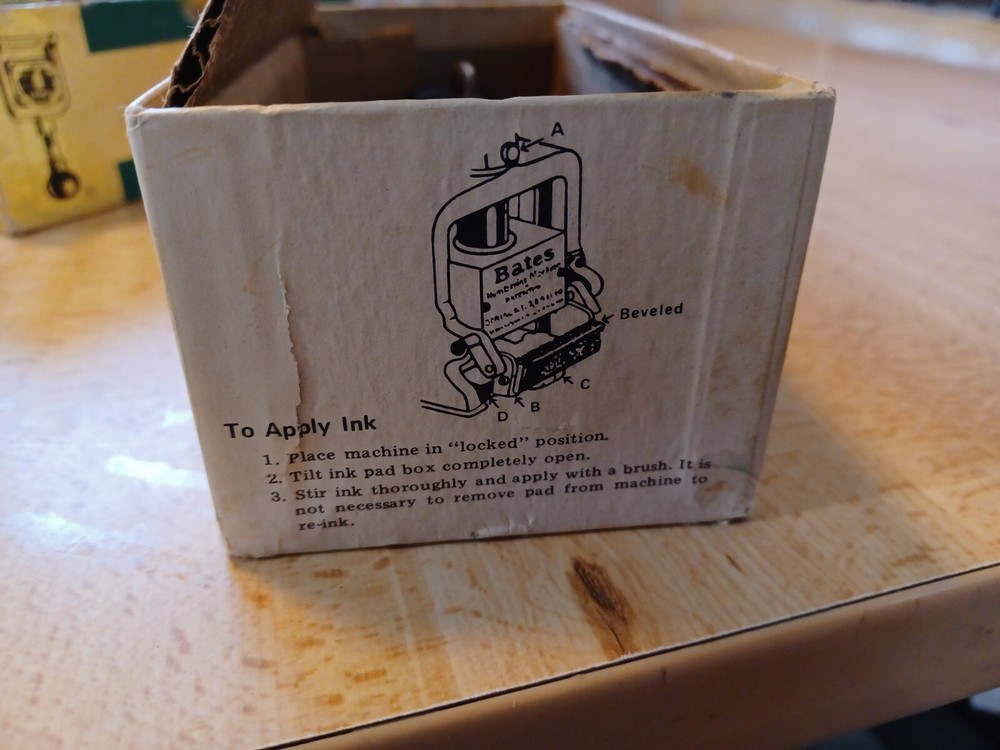 Vintage Bates Multiple Movement Numbering Machine Computer box instructions
