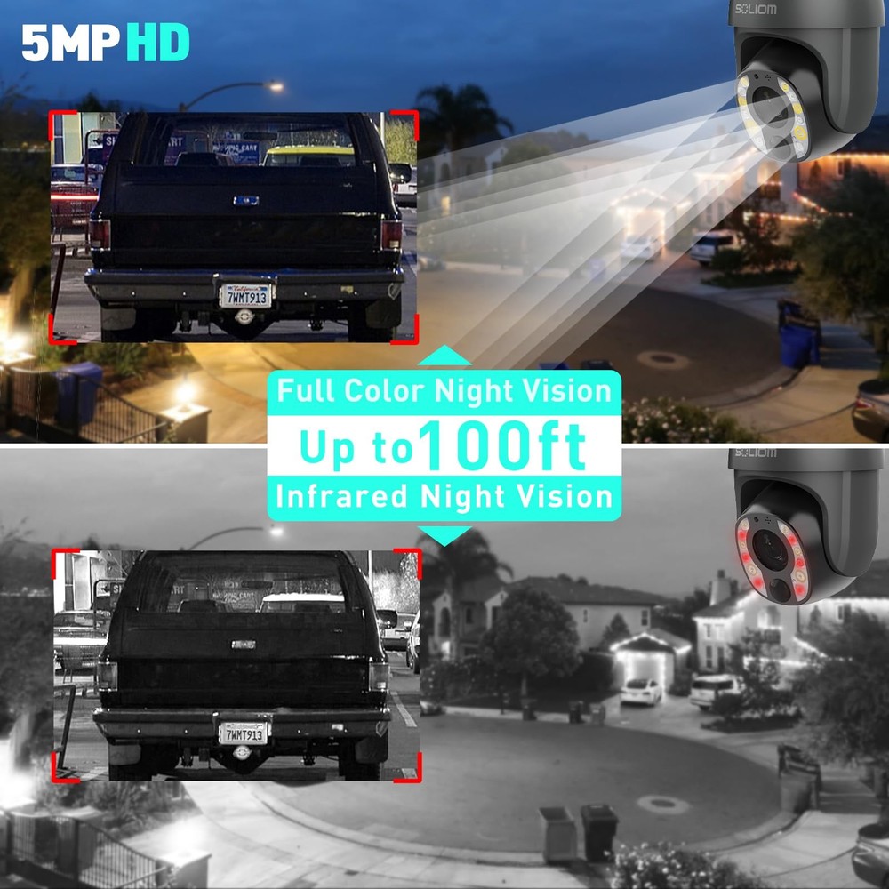 5MP Security Camera Outdoor with 10X Optical Zoom, 4G LTE Cellular Security C...