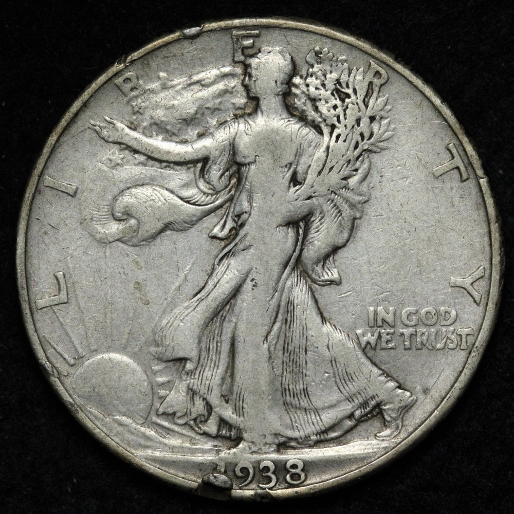 1938-D Walking Liberty Silver Half Dollar VF E336 GDHZ
