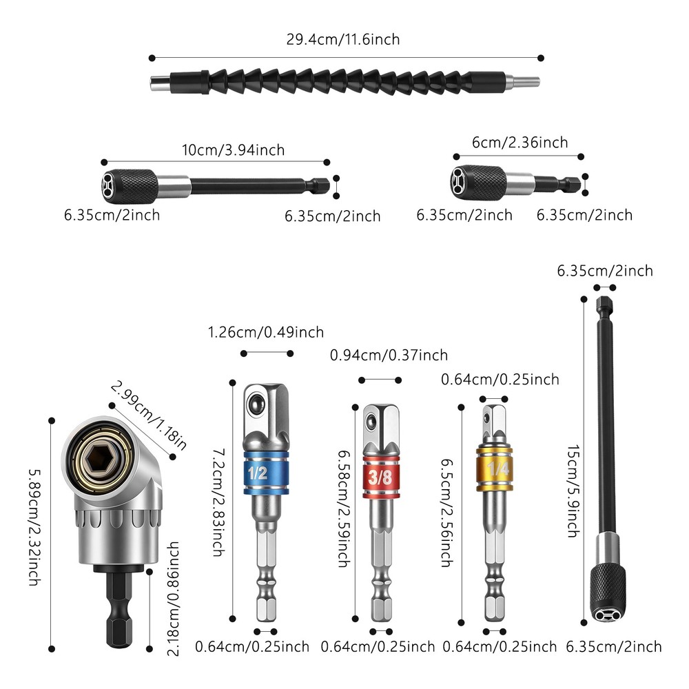 105 Degree Right Angle Drill Socket Adapter Flexible Shaft Extension Bit Driver