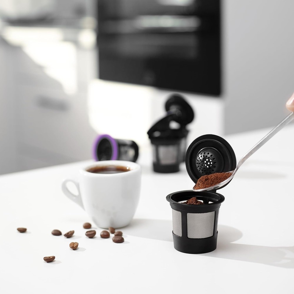 4 Black Reusable K Cups for Keurig 1.0 & 2.0 - Cost-Effective Brewing Solution