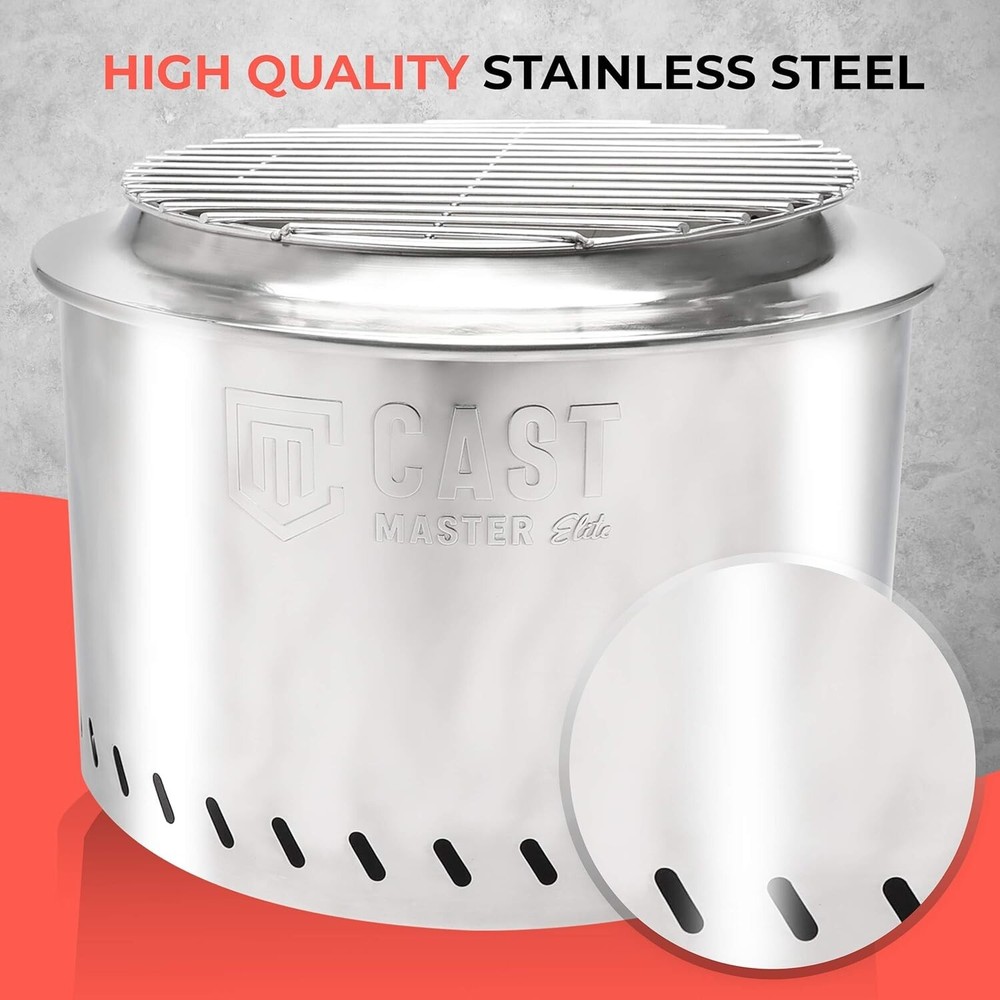 Smokeless Fire Pit Campfire Grill Cast Master BON 2000 Dual Purpose Bonfire Pit