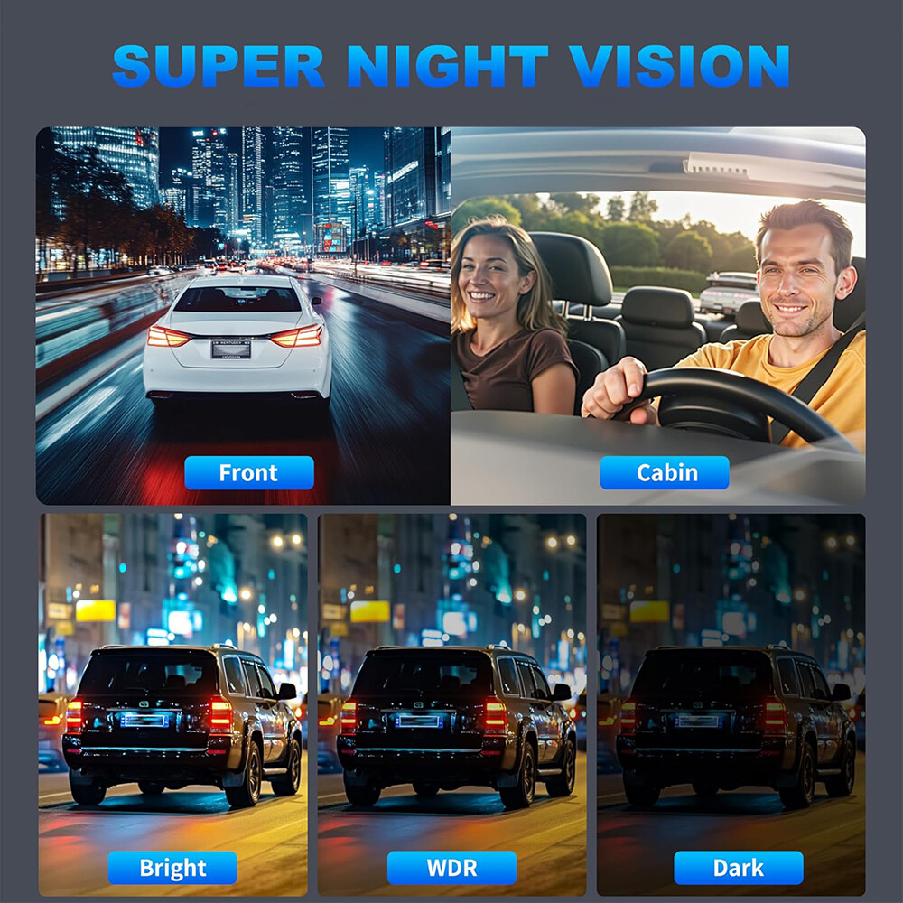 360 Degree View 4 Channel Dash Cam Front and Rear Inside Left Right, Dash Camera