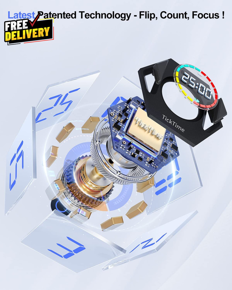 Ticktime Pomodoro Timer Cube Hexagon Productivity Timer Pause & Resume Silent...