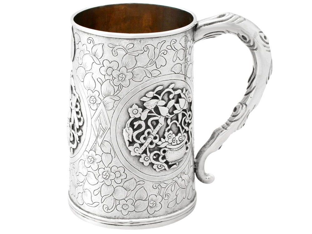 Chinese Export Silver Mug Antique Circa 1850