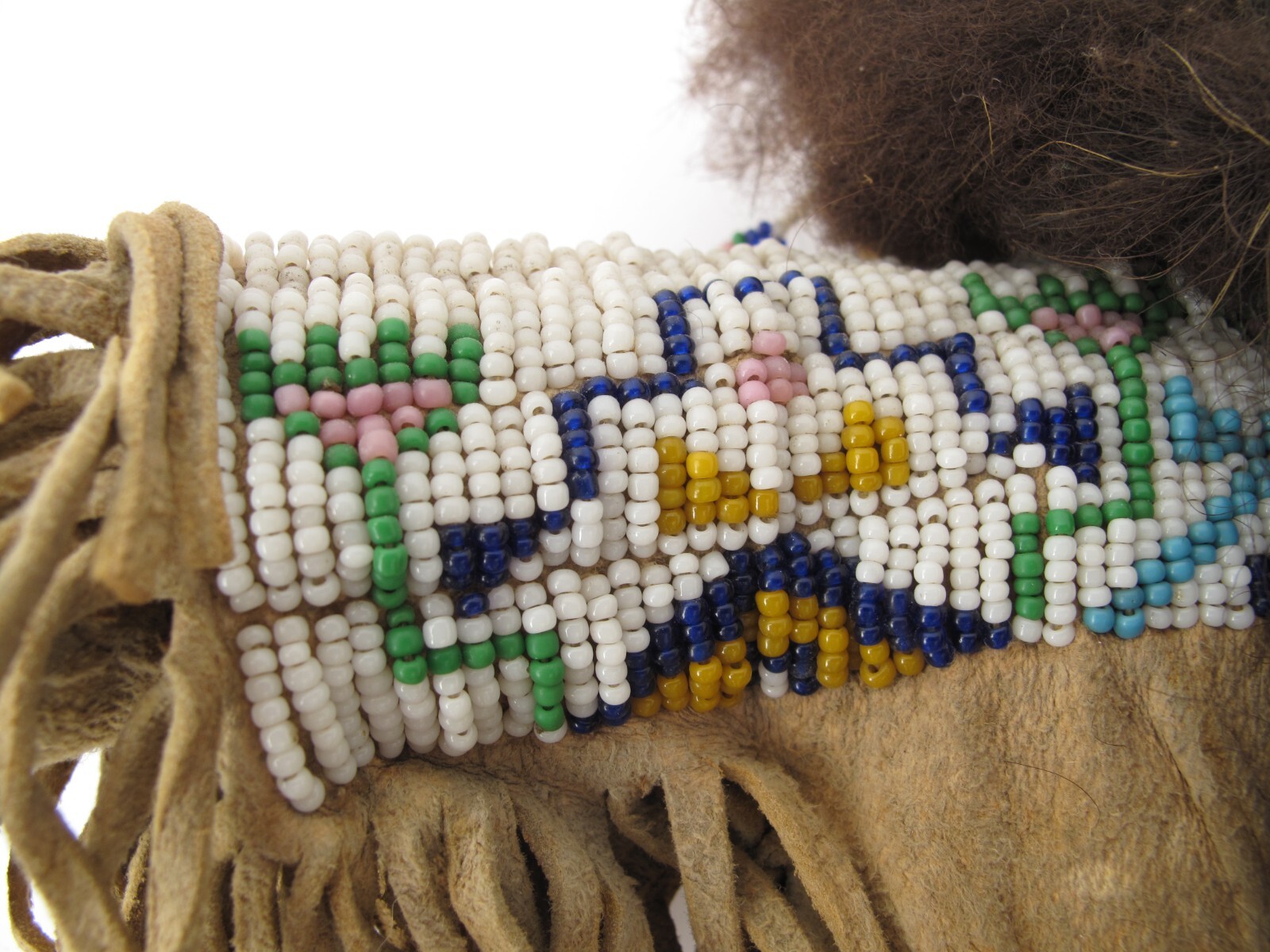 Antique Native American Sioux Indian Beaded Leather Doll c. 1920 or Earlier